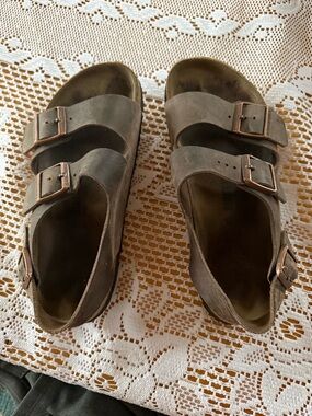 Women’s Brown Milano Birkenstock Double-Buckle Sandals size 40